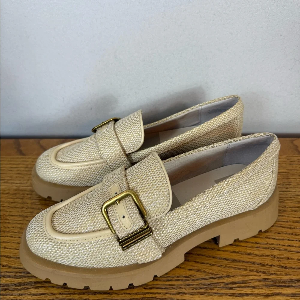 Dolce Vita Ericka Raffia Chunky Shoes Loafers Womens Size 7 Tan Office Casual - Picture 3 of 9